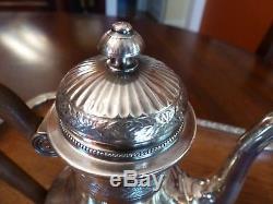 Emile Puiforcat Sterling Silver Louis XVI Bachelor Tea Coffee Set & Tray Marrett