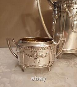 Empire style Tea Coffee set Kettle Creamer Sugar bowl N Silver