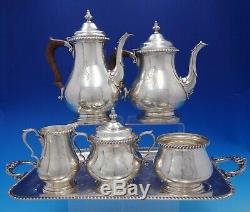 English Gadroon by Gorham Sterling Silver 5-pc Coffee Tea Set withplate tray #4451