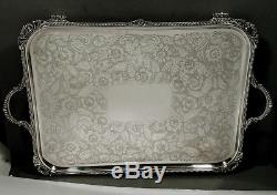 English Silver Plate Tea Set Tray GEORGE III MANNER SIGNED
