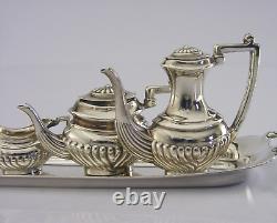 English Solid Sterling Silver Miniature Dolls House Tea Set 1976