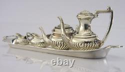 English Solid Sterling Silver Miniature Dolls House Tea Set 1976