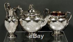 English Sterling Silver Tea Set 1855 MASKS & CHARIOTS & GODS