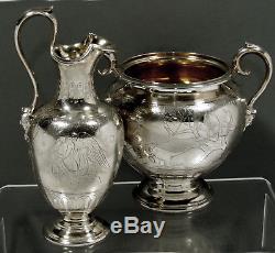 English Sterling Silver Tea Set 1855 MASKS & CHARIOTS & GODS
