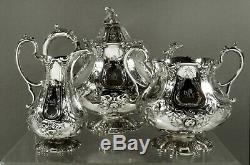 English Sterling Silver Tea Set 1860 GOTHIC REVIVAL