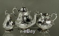 English Sterling Silver Tea Set 1860 GOTHIC REVIVAL