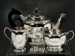 English Sterling Silver Tea Set CELTIC DRAGONS 1954, ADIE BROS