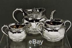 English Sterling Silver Tea Set GEORGE FOX 1867 HAND DECORATED