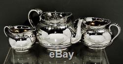 English Sterling Silver Tea Set GEORGE FOX 1867 HAND DECORATED