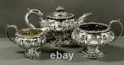 English Sterling Tea Set 1824 BOAR HEAD