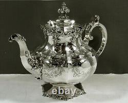 English Sterling Tea Set 1847 GOTHIC REVIVAL