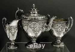 English Sterling Tea Set 1876 MARTIN & HALL PERSIAN TASTE