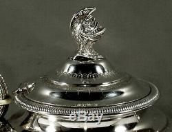 English Sterling Tea Set 1877 NeoClassical Hand Decorated