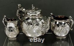 English Sterling Tea Set 1881 HENRY WILLIAM CURRY WINGED MAIDEN