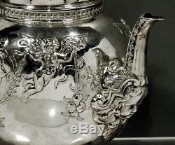 English Sterling Tea Set 1881 HENRY WILLIAM CURRY WINGED MAIDEN