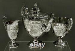 English Sterling Tea Set 1882 Renaissance Revival