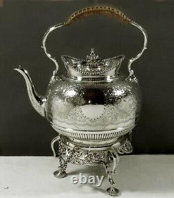 English Sterling Tea Set 1889 HAND DECORATED