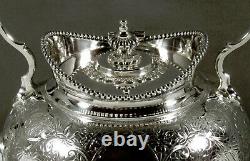 English Sterling Tea Set 1889 HAND DECORATED