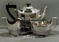 English Sterling Tea Set 1891 KING NEPTUNE CREST & MOTTO