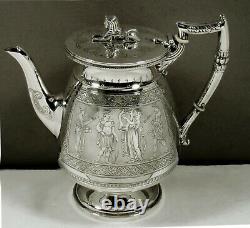 English Sterling Tea Set 1897 EGYPTIAN REVIVAL