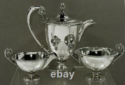 English Sterling Tea Set 1925 LION HANDLES