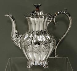 English Sterling Tea Set 1927 BARKER BROS. HAND DECORATED 62 OZ