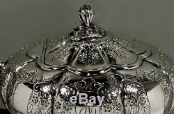 English Sterling Tea Set 1930 HAND DECORATED QUEEN ANNE MANNER