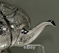 English Sterling Tea Set 1930 HAND DECORATED QUEEN ANNE MANNER