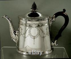 English Sterling Tea Set Georgian Hand Decorated No Mono