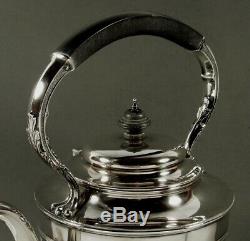English Sterling Tea Set Kettle & Stand 1901 Queen Anne Manner