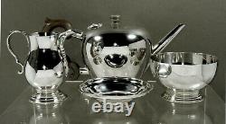 English Sterling Tea Set Peter Guille, 1950 QUEEN ANNE