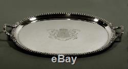English Sterling Tea Set Tray 1821 COAT OF ARMS 100 OUNCES