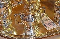 English sterling tea set 5 piece + matching tray 9.23 kilo mappin & webb 1936