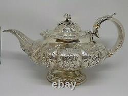 Exquisite 1828 Georgian English Sterling Silver 3 Piece Tea Set. 1.5kg! (ncb)