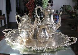 Exquisite Antique Bird Spout/3d Bird Finial 5pcs Silver Plate Tea Set