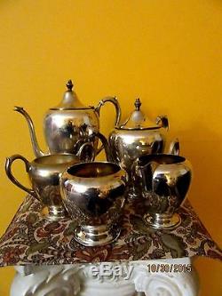 F B Rogers 400 PLAIN 5 Piece Tea Set With Waste Bowl Sterling Great Condition