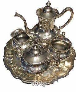FB Rogers Silver Co 1883 Victorian Silverplate 4 Piece Coffee Tea Service Set