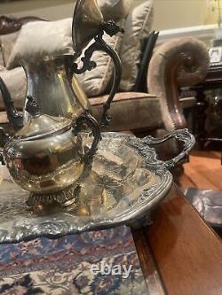 FB Rogers Silver Co vintage Coffee & Tea set With Large Footed Tray HEAVY 14 lbs