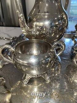 FB Rogers Silver Plated Large 7 Piece Coffee/Tea Set With Footed Tray Beautiful