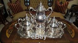 FB Rogers Silverplate Set 7pc Tea Coffee Pot Service 28.5 Tray Samovar