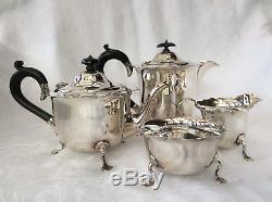 FOUR PIECE 1920's SOLID SILVER TEA SET Martin, Hall & Co, Sheffield