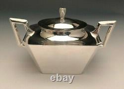 Fabulous Art Deco 5 piece Sterling Silver Tea Set with Tray, Feisa Co. Mexico