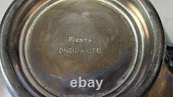 Fiesta Oneida LTD 6 Piece Silver Plated Tea Serving Set Tray Creamer Sugar Pots