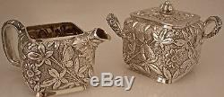 Fine Aesthetic Sterling Butterfly Repousse Tea Coffee Set Dominick Haff 1881