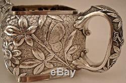 Fine Aesthetic Sterling Butterfly Repousse Tea Coffee Set Dominick Haff 1881