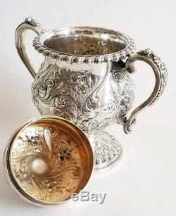 Fine Antique Sterling Silver F. Whiting & Co. Tea/Coffee Service Set Hand Chased