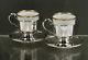 Fisher Sterling Tea Set 2 Cups & Saucers & Liners Cartier Pouches