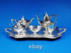 Five (5) Piece Pair point Sheffield Tea/Coffee Set E. P. N. S. Made In U. S. A + Tray