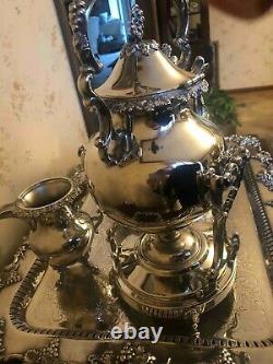 Five piece antique silver plated tea set, almost perfect condition