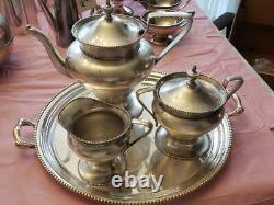 Forbes Silver Plate Co 172 Set Of 4 Coffe / Tea Pot Sugar Creamer Cup Platter